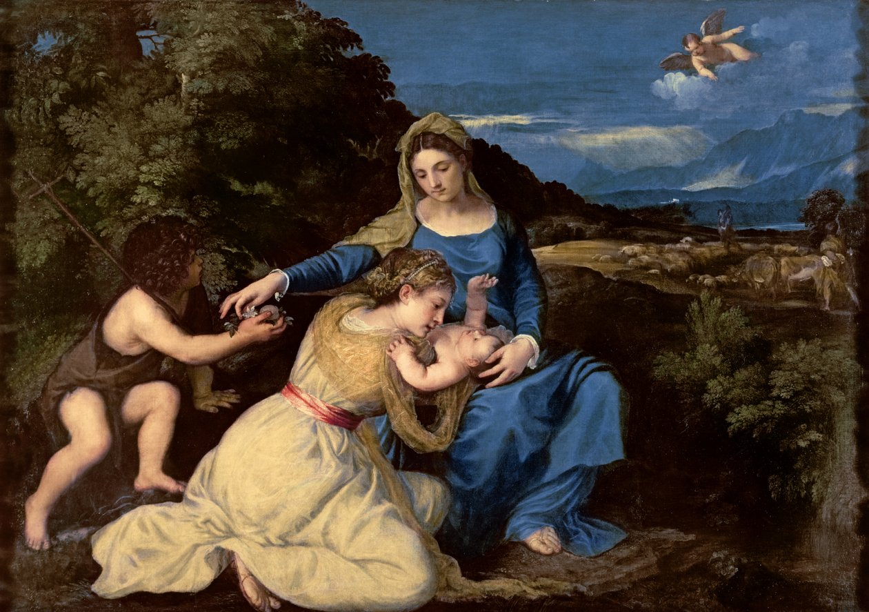 A Virgem e o Menino com os Santos, 1532 de Tiziano Vecelli