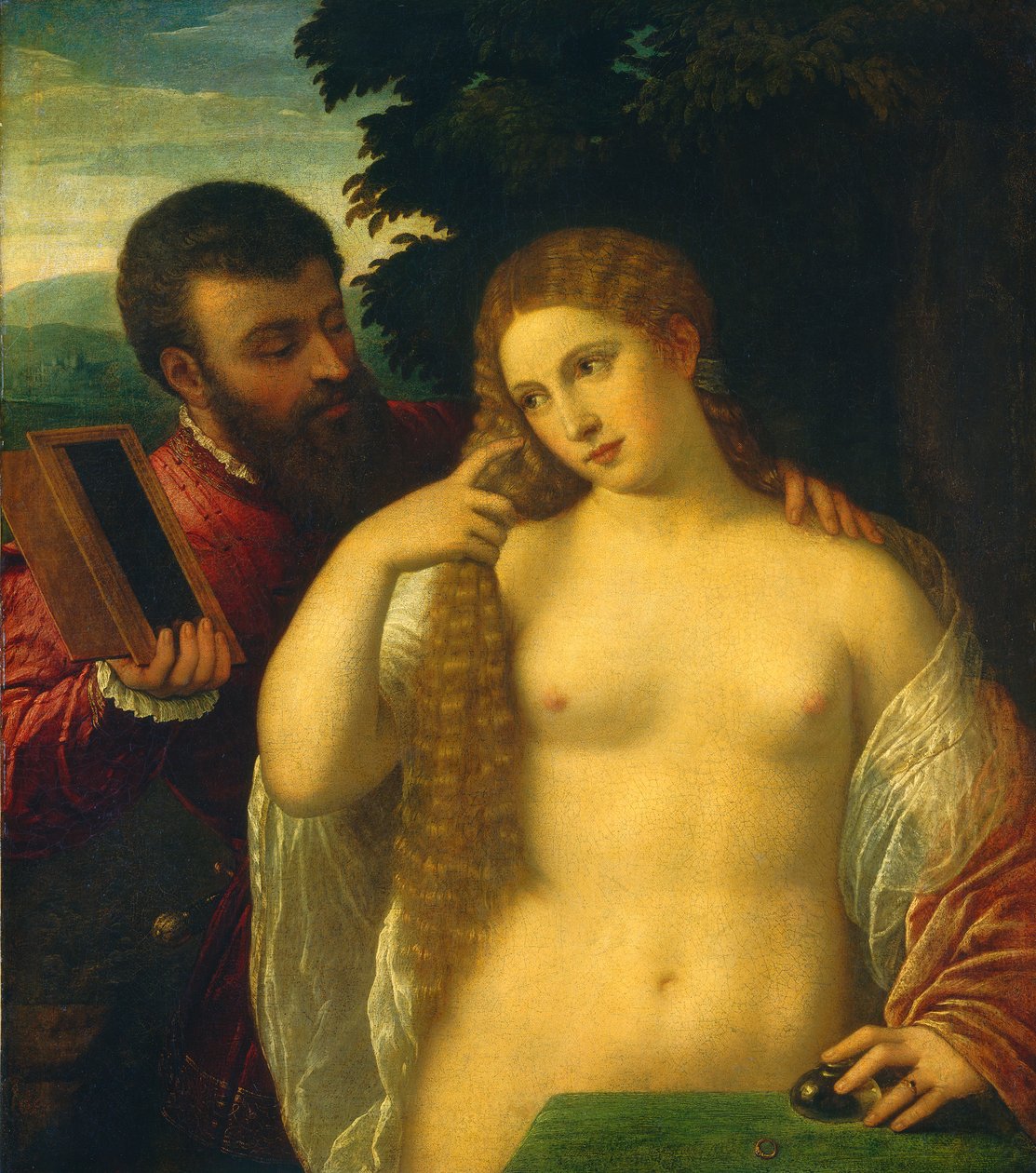 Alegoria, possivelmente Alfonso d&39;Este e Laura Dianti de Tiziano Vecelli