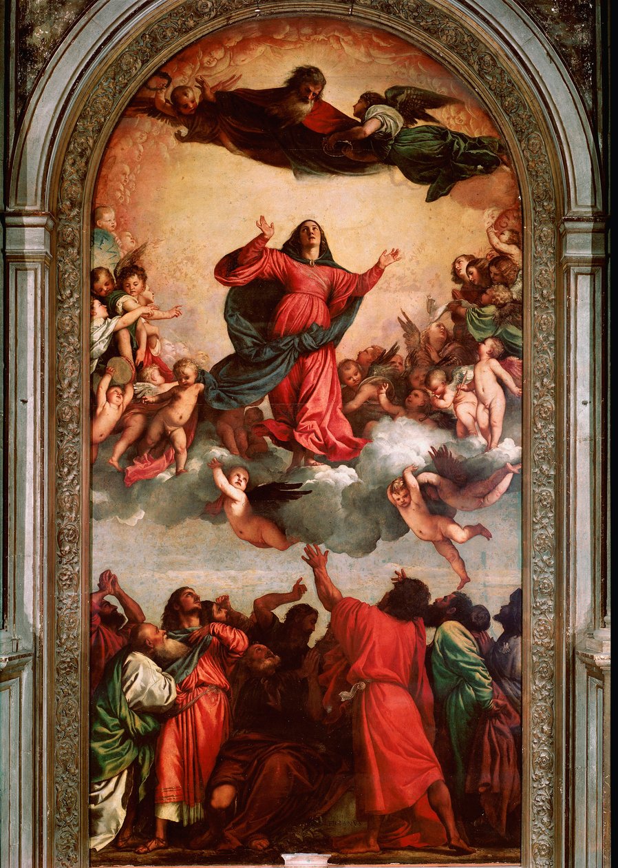 Pintura de Assunção de Tiziano Vecellio chamada The Titian (1485-1576) de Tiziano Vecelli