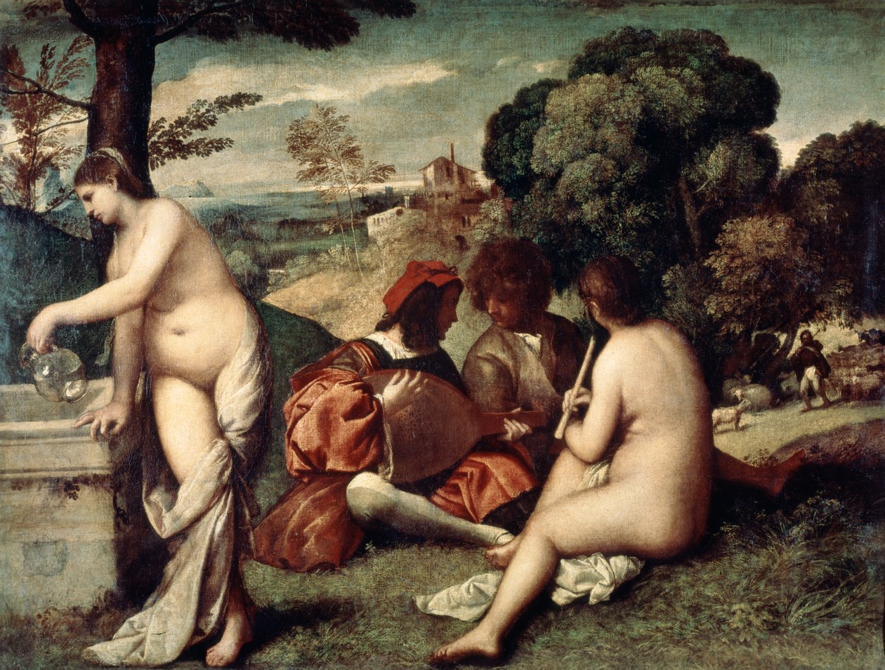 Champetre de concerto, O concerto pastoral, c1510-1511 de Tiziano Vecelli