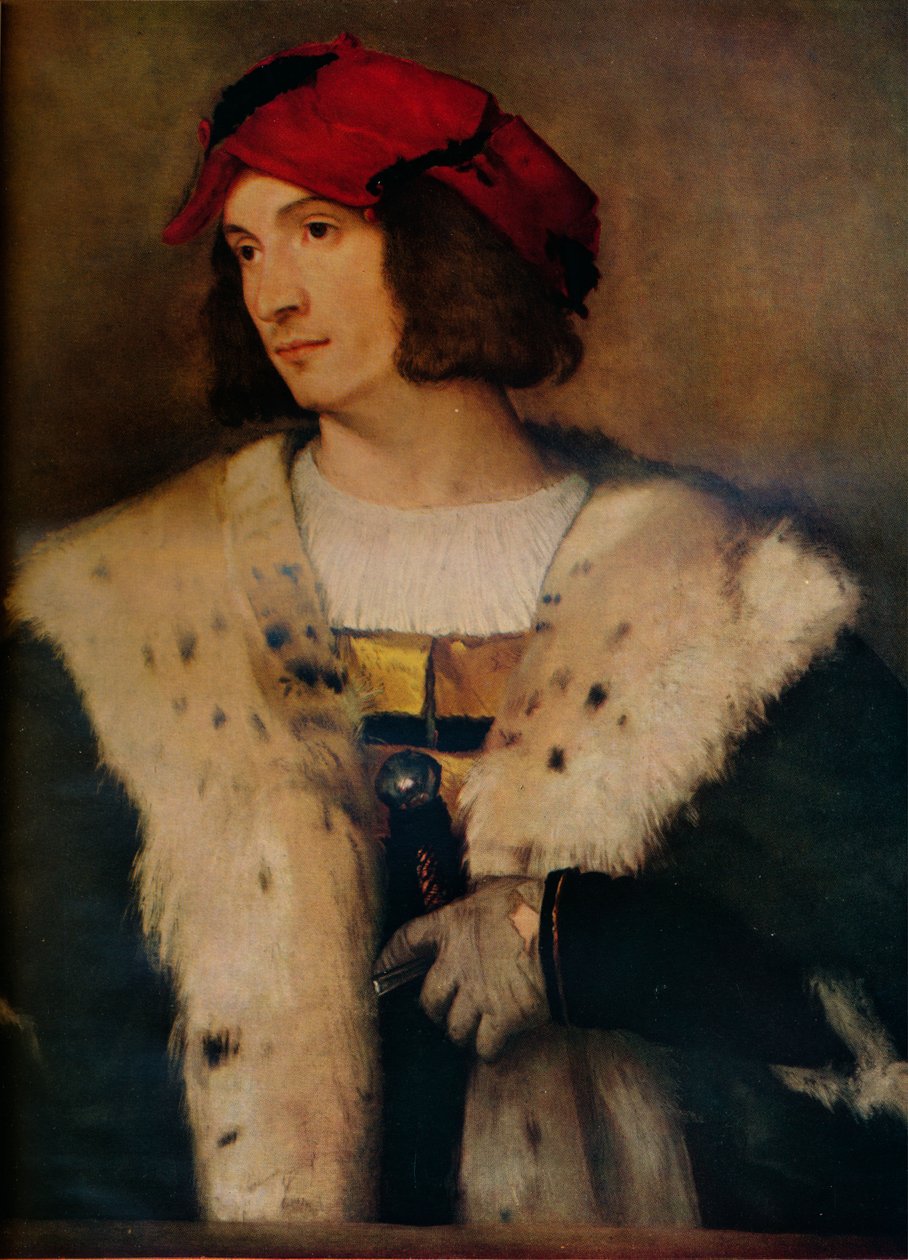 Homem de boné vermelho, c1510 de Tiziano Vecelli