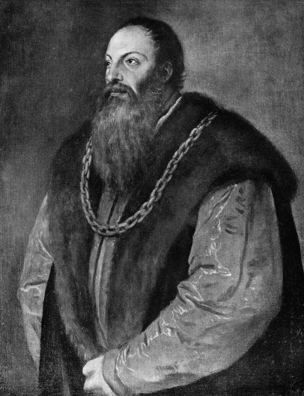 Pietro Aretino, autor italiano, dramaturgo, poeta e satirista, c1548-1551 1912. de Tiziano Vecelli