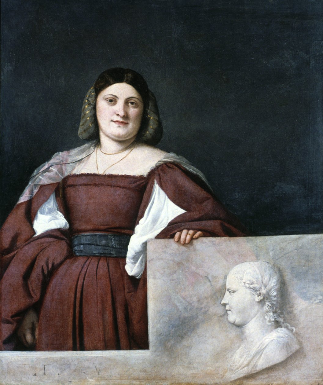 Retrato de uma senhora, La Schiavona, a mulher dálmata, c1510-1512 de Tiziano Vecelli