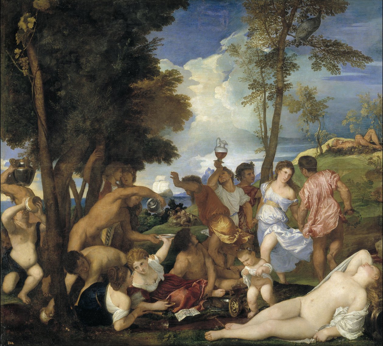 O Bacanal dos Andrianos, 1523-1526 de Tiziano Vecelli