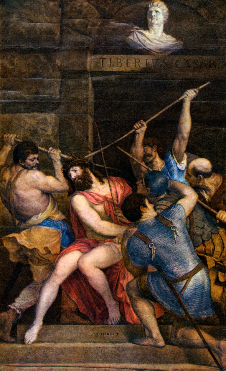A coroação de espinhos, c1542, 1937 de Tiziano Vecelli