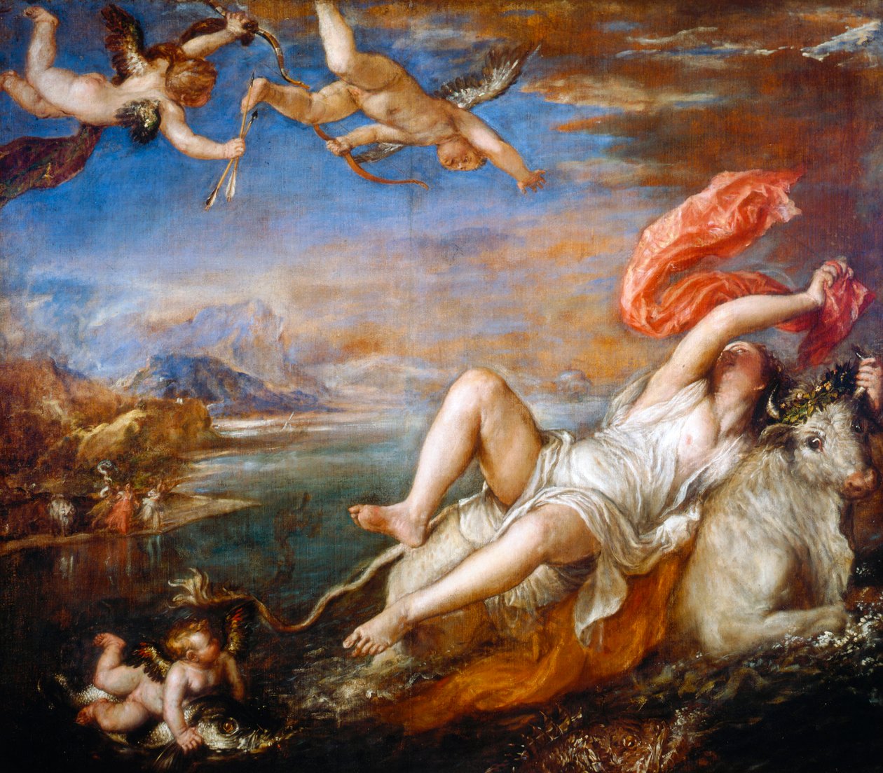 A violação da Europa, 1560-1561 de Tiziano Vecelli
