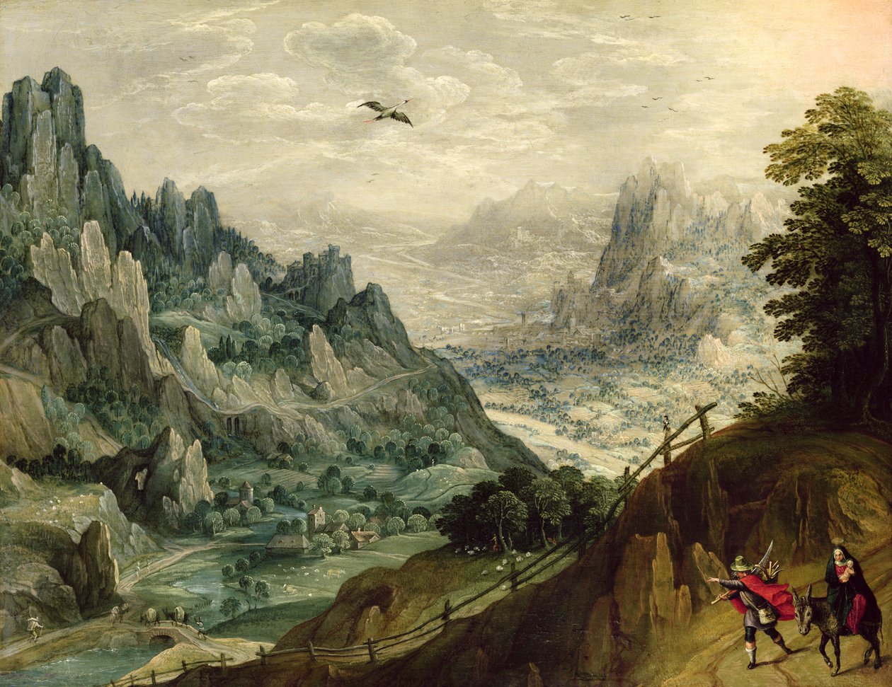 A fuga para o Egito, c.1598-1623 de Tobias Verhaecht