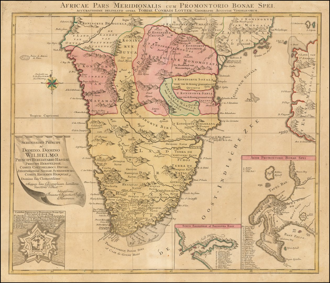 Mapa de 1778 da África Austral por Tobias Conrad Lotter de Tobias Conrad Lotter