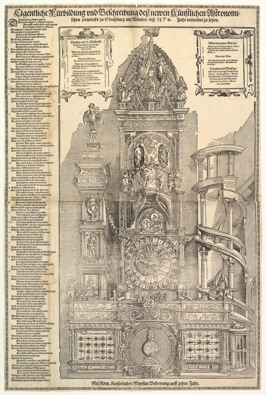Relógio astronômico na Catedral de Estrasburgo, 1574. de Tobias Stimmer