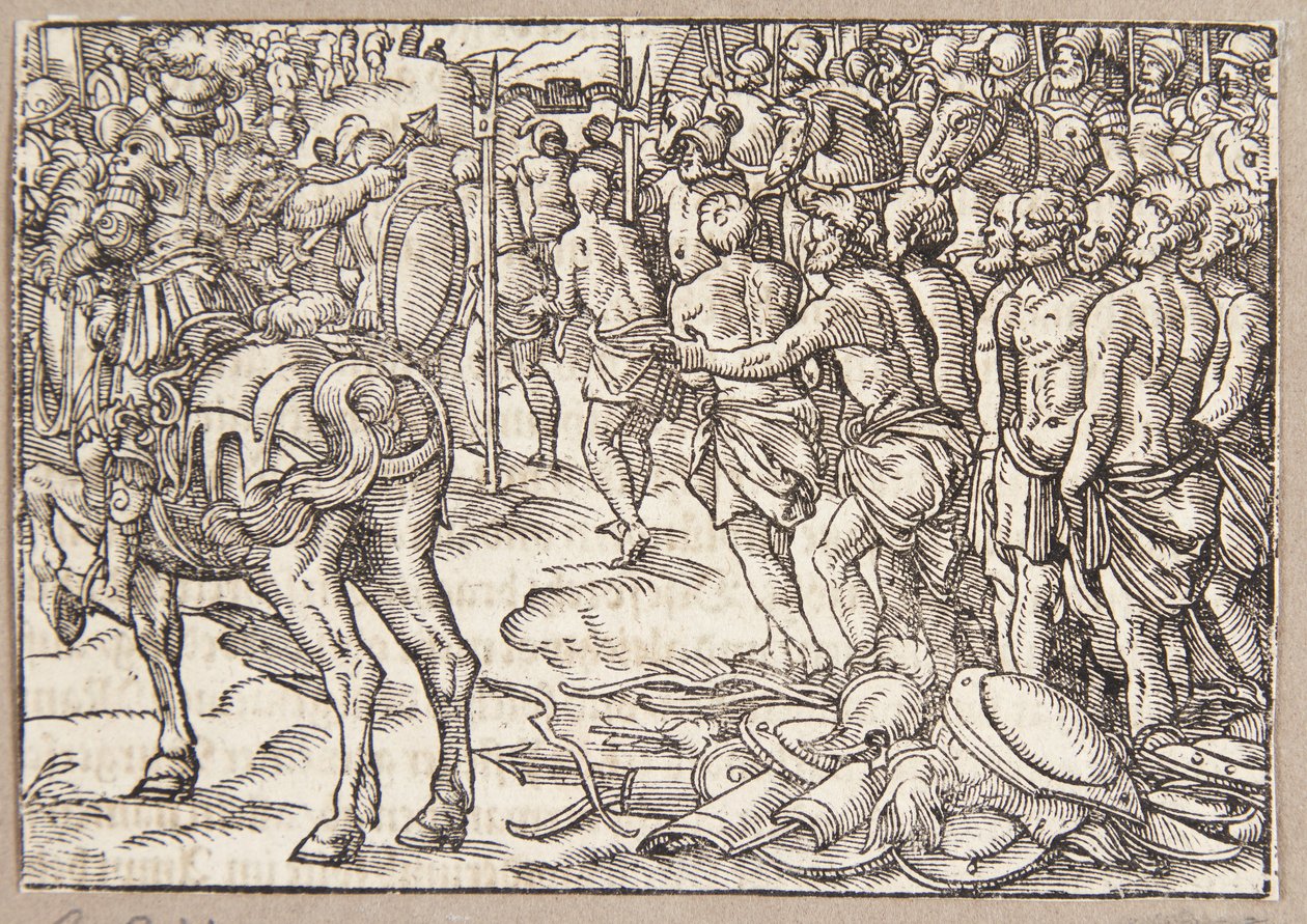 Cincinnatus ordena que o aequi passe sob o jugo de Tobias Stimmer