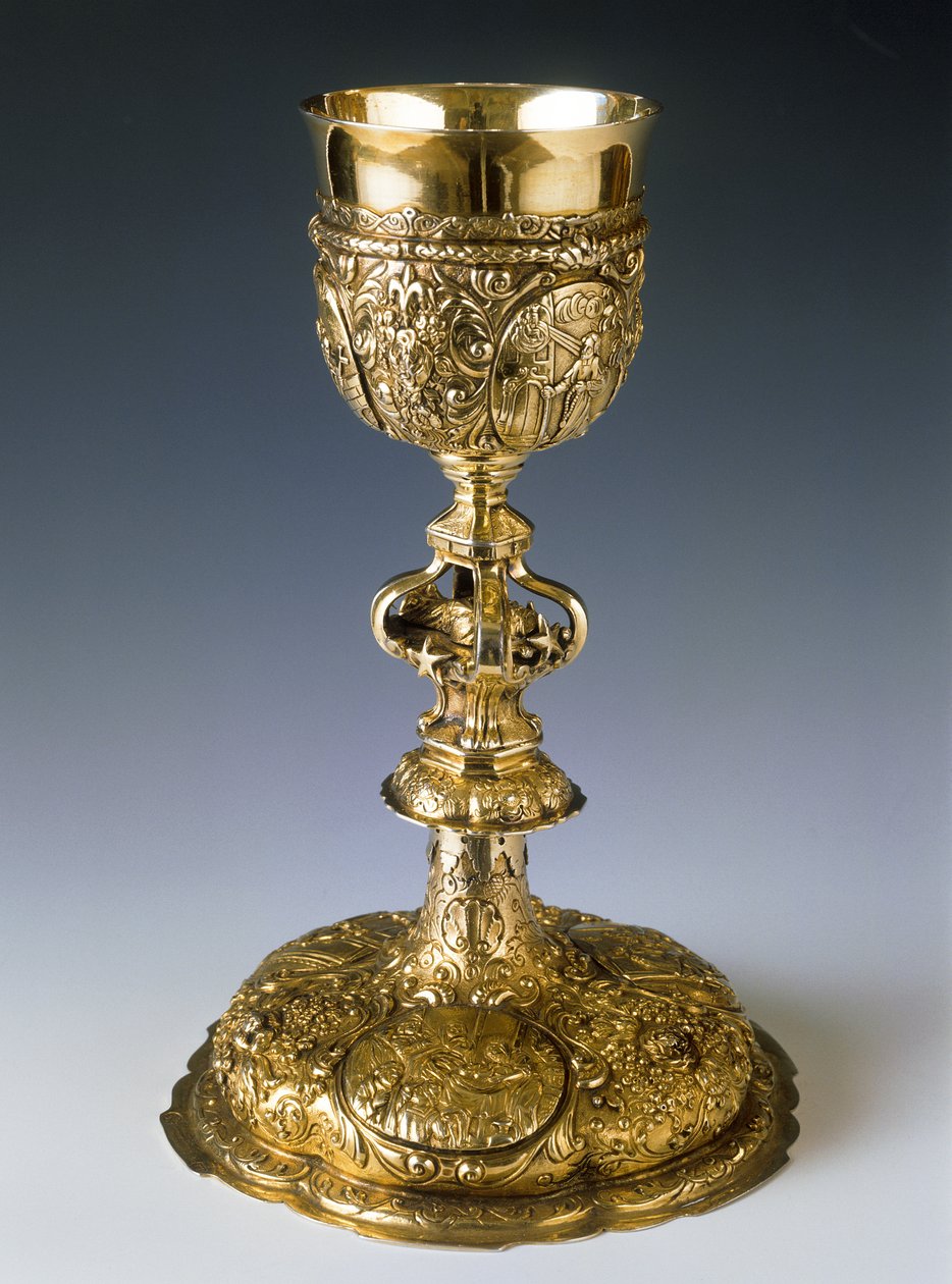 Cálice de prata com uma figura do cadáver de São João de Nepomuk, 1727-30 (prata) de Tomáš Drexel