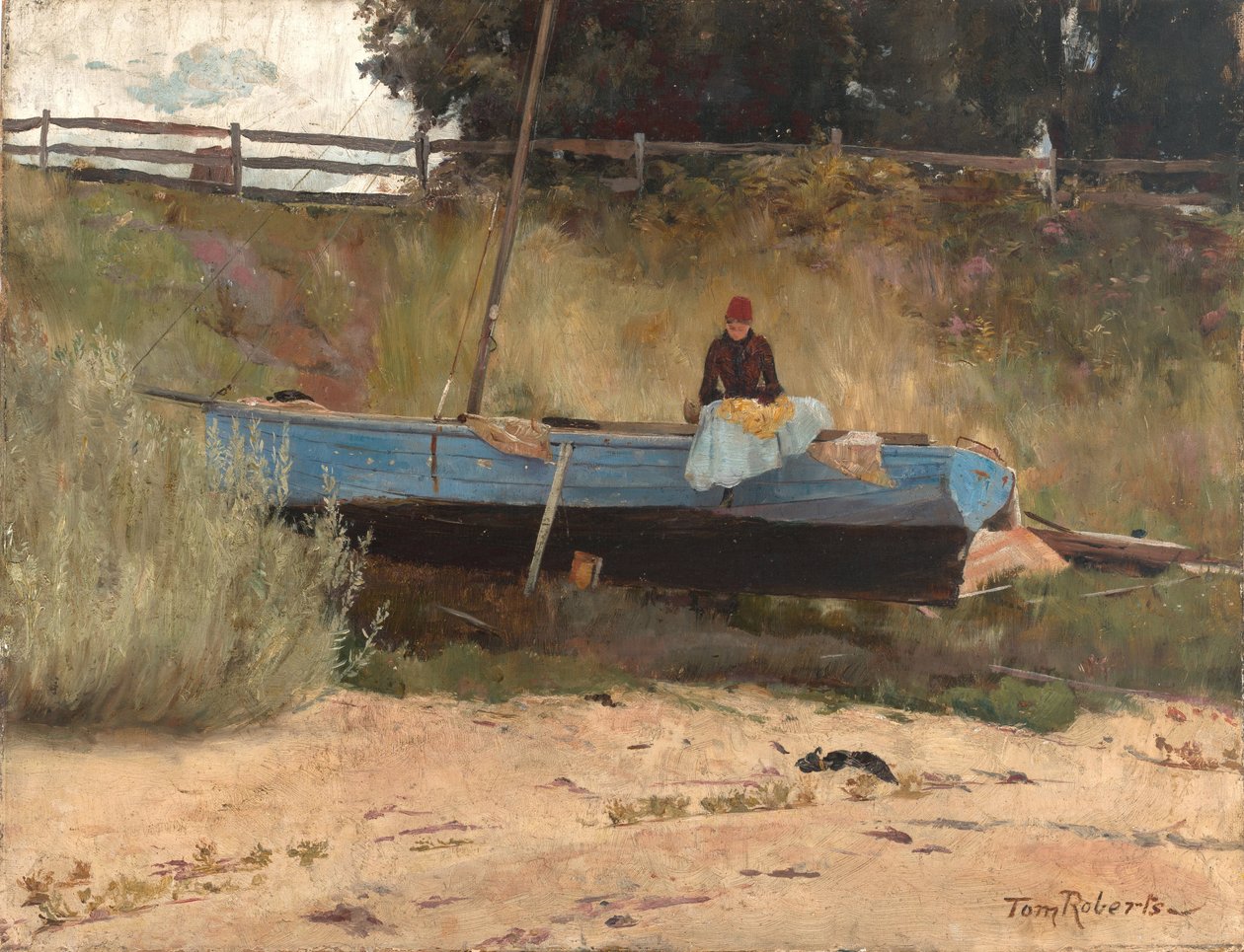 Barco na praia, Queenscliff. de Tom Roberts