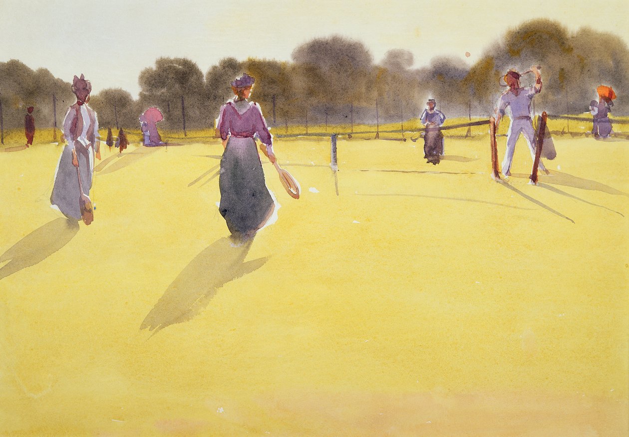 Edwardians no tênis (aquarela no papel) de Tom Simpson