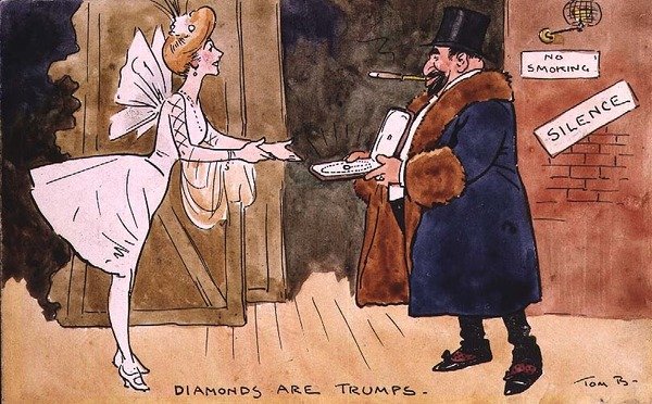 Diamantes são Trumps (caneta e tinta e aquarela) de Tom Browne