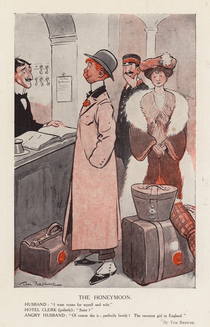 A lua de mel (litografia a cores) de Tom Browne