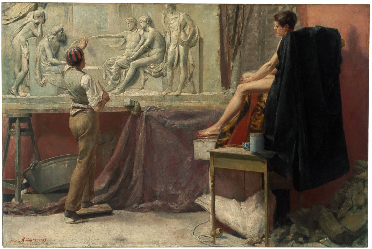 O estúdio de escultores, 1885 de Tom Roberts