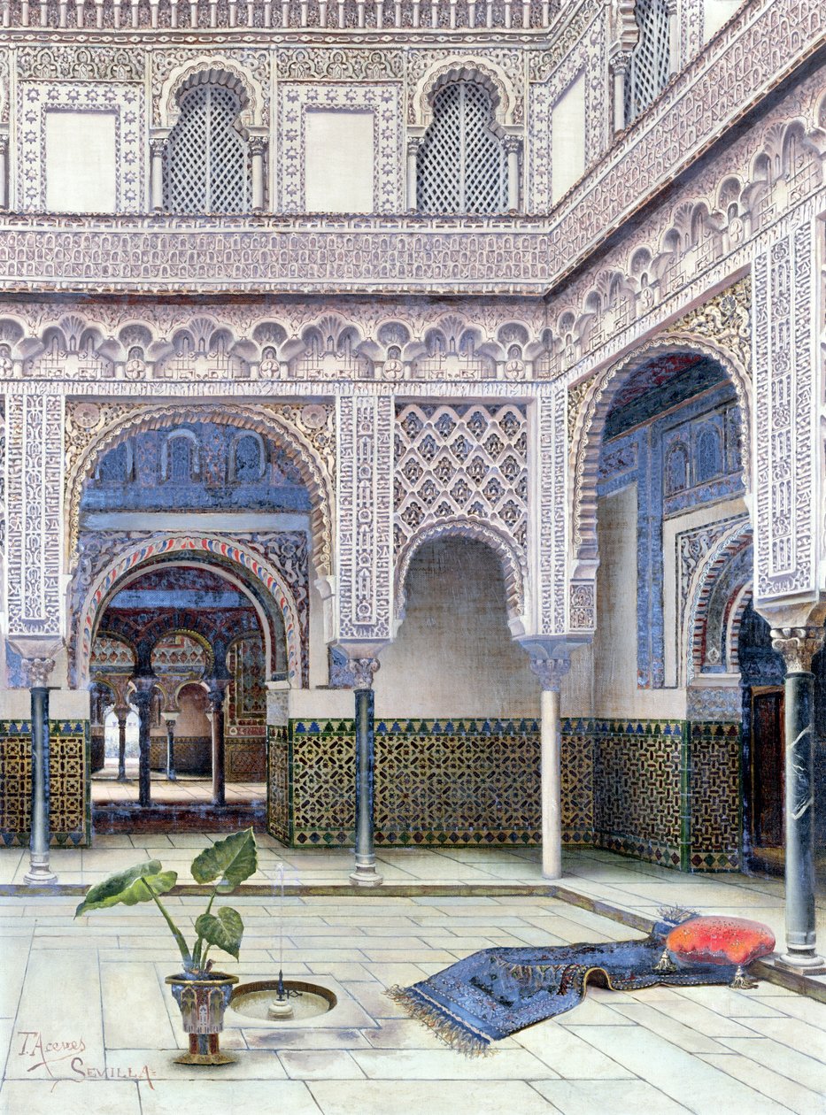 Interior de um palácio, Sevilha (wc no papel) de Tomas Aceves