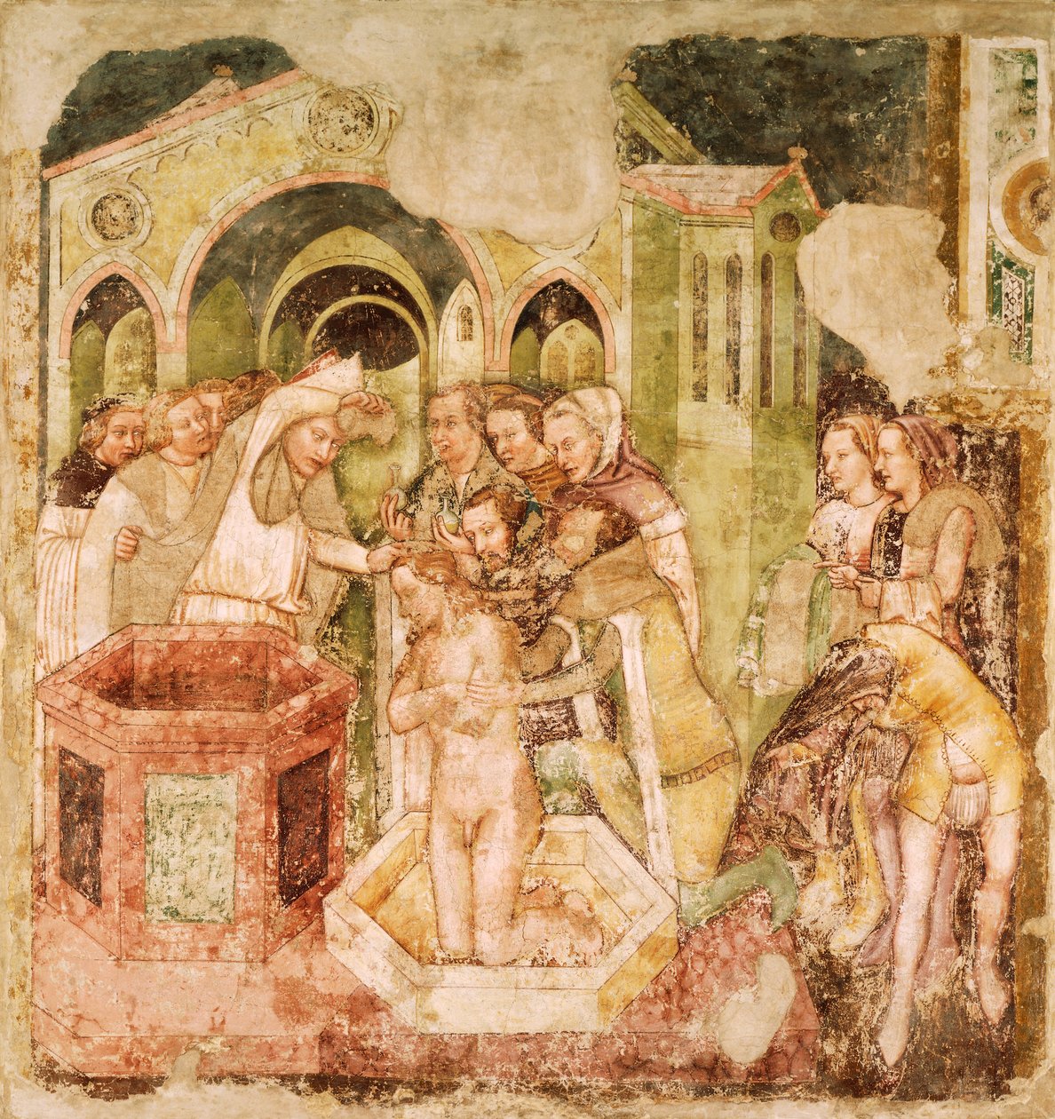 Lenda de Santa Úrsula: Batismo do Príncipe da Inglaterra, por Tommaso da Modena (1326-1379), afresco, Igreja de Santa Caterina, Treviso de Tomaso da (late 15th century) Modena