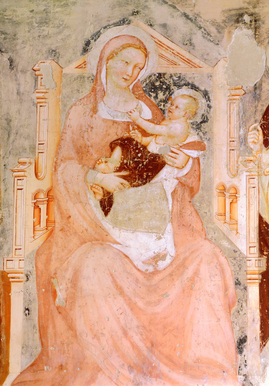 Madonna e criança, por Tommaso da Modena (1326-1379), fresco, Igreja de San Francesco, Treviso de Tomaso da (late 15th century) Modena
