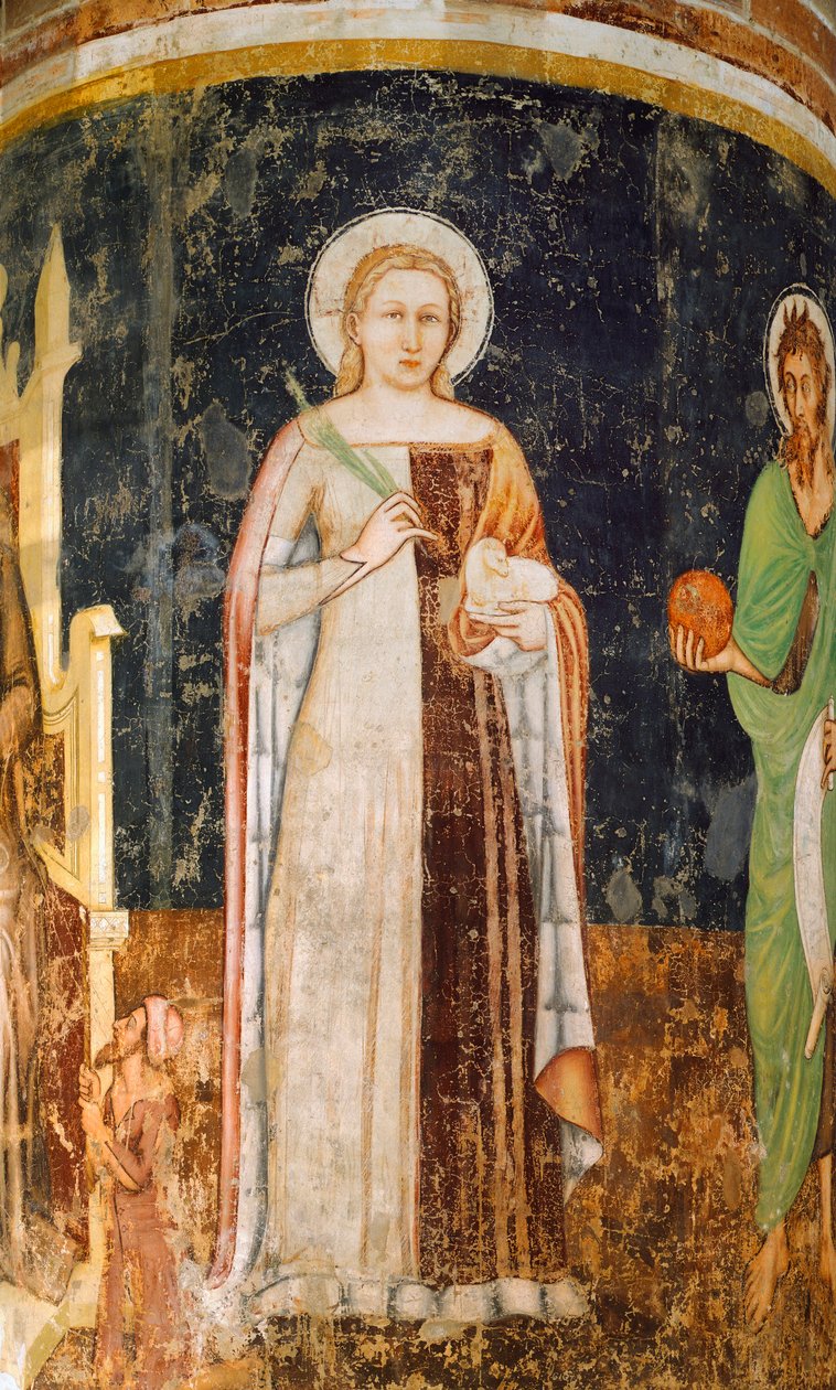 Santa Agnes de Tommaso da Modena (1326-1379), fresco, Igreja de São Nicolau, Treviso de Tomaso da (late 15th century) Modena