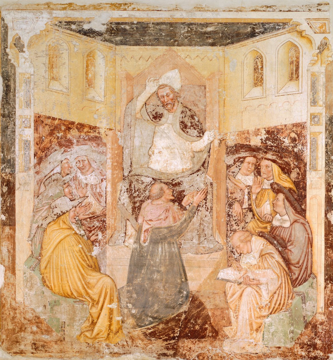 A abdicação, detalhe de Histórias de Santa Úrsula, de Tommaso da Modena (1326-1379), fresco de Tomaso da (late 15th century) Modena