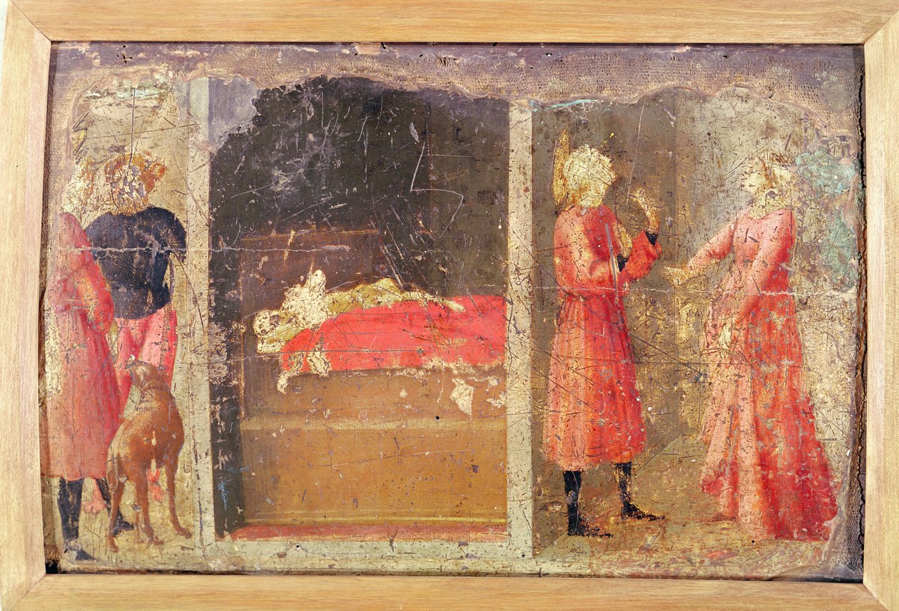 História de St. Julian the Hospitaller (tempera no painel) de Tommaso Masaccio