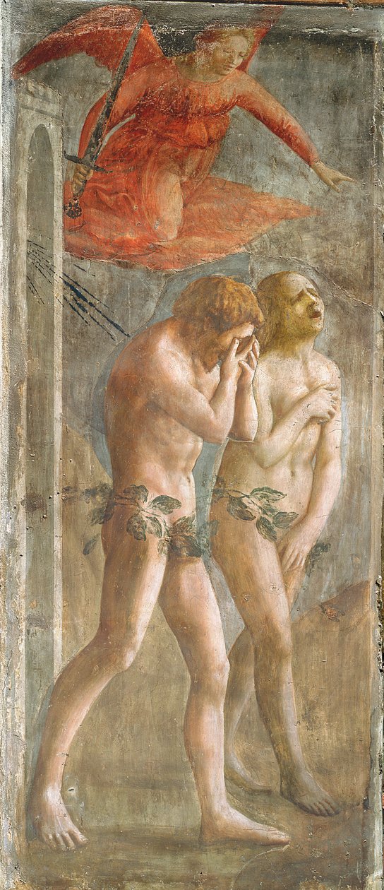 Adão e Eva banidos do Paraíso, c.1427 (pré-restauração) (ver também 200134 e 30029) de Tommaso Masaccio
