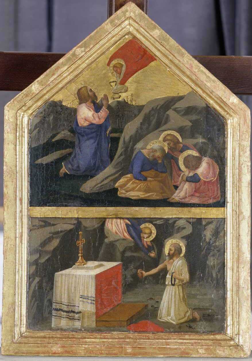 Cristo no Jardim do Getsêmani e São Jerônimo (têmpera sobre madeira de choupo) de Tommaso Masaccio