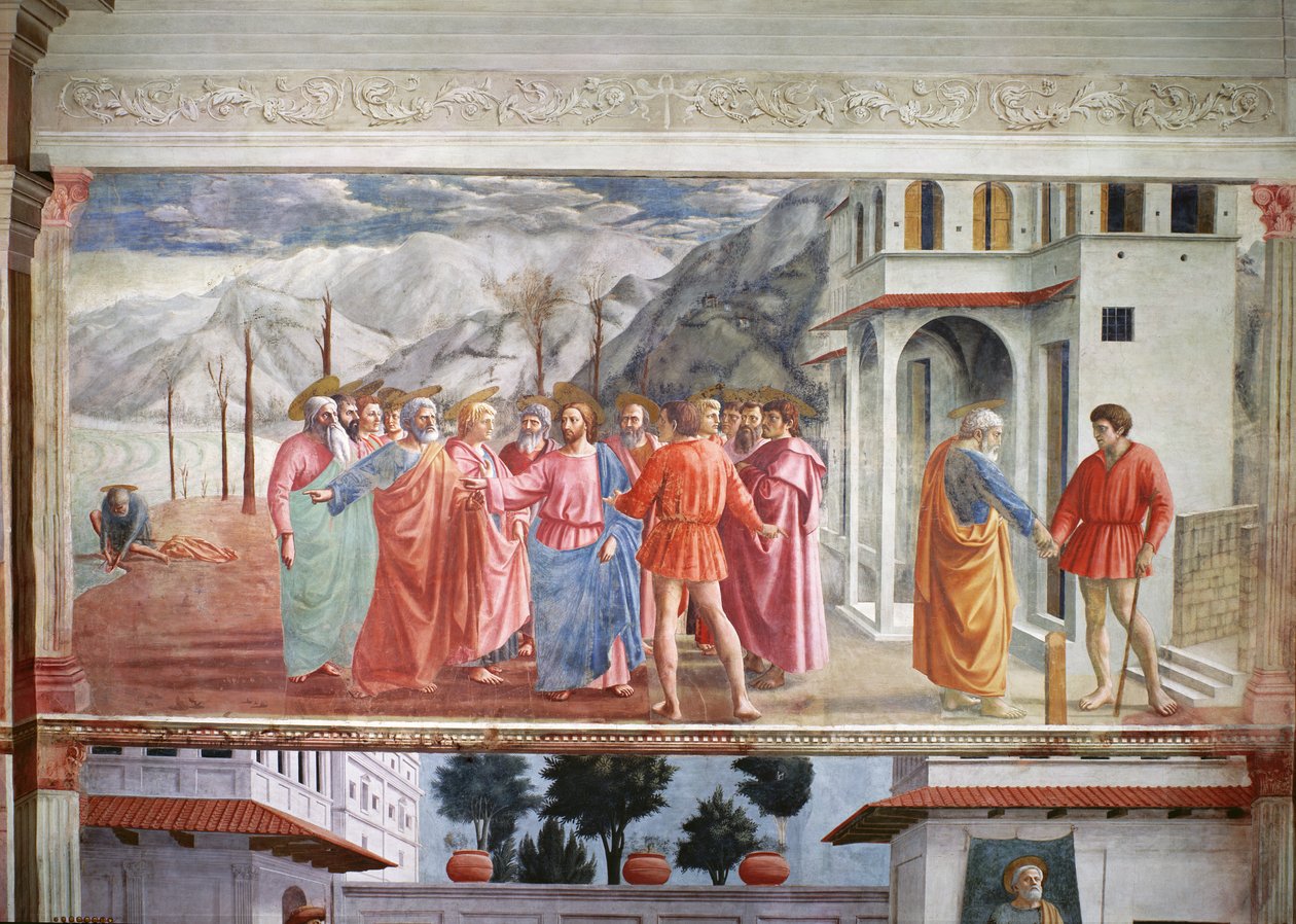 O dinheiro do tributo, da capela Brancacci, c.1426 de Tommaso Masaccio
