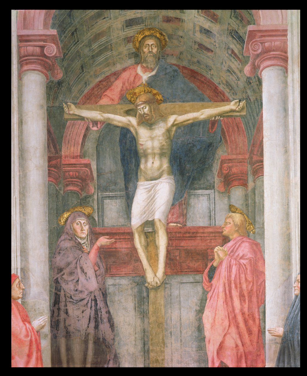 A Trindade, 1427-28 (pós restauração) (detalhe) de Tommaso Masaccio