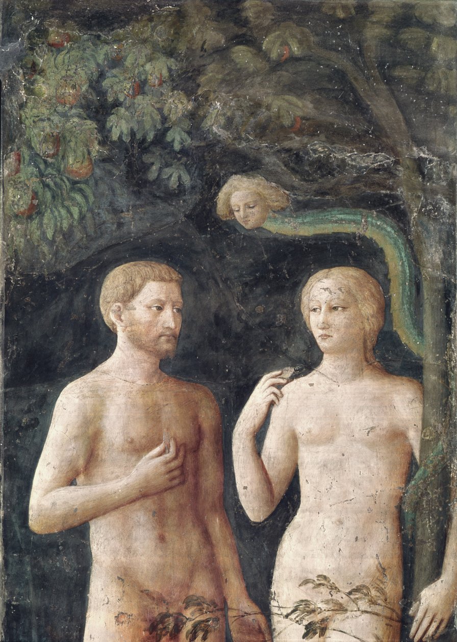 Detalhe, de, a, tentação, de, adão véspera, c.1423-25 detalhe fresco, de, 430556 de Tommaso Masolino da Panicale