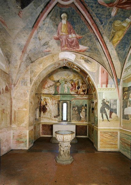 Interior do Batistério com afresco representando cenas da vida de São João, de Tommaso Masolino da Panicale (1383-c.1447) de Tommaso Masolino da Panicale