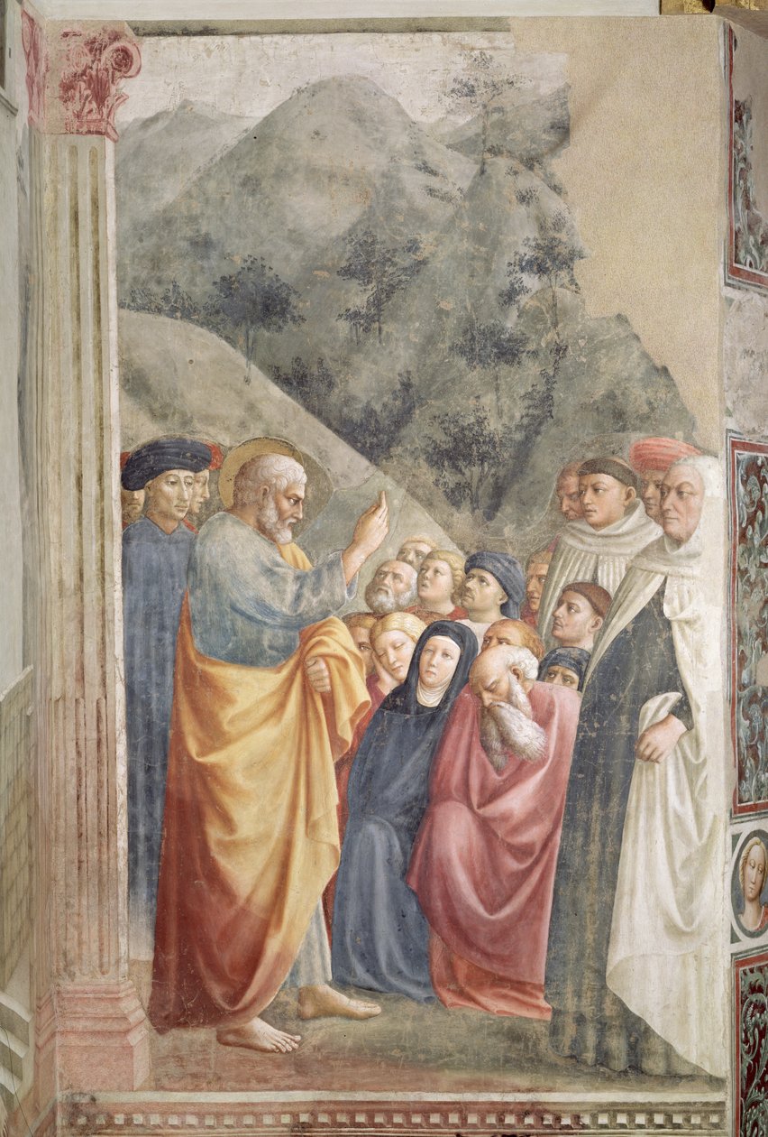 São Pedro Pregando em Jerusalém, c.1427 de Tommaso Masolino da Panicale