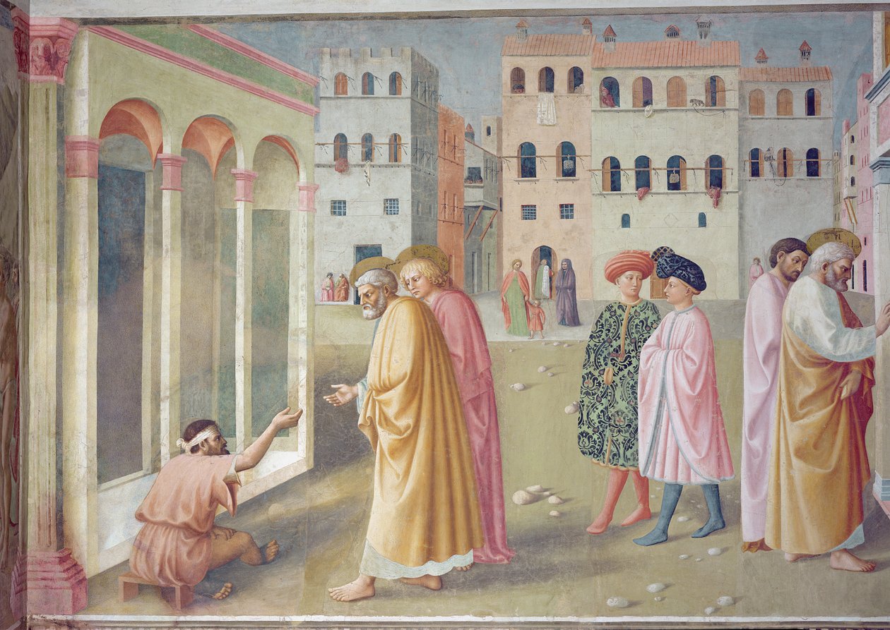 São Pedro curando um aleijado, c.1427 (detalhe de 57195) de Tommaso Masolino da Panicale
