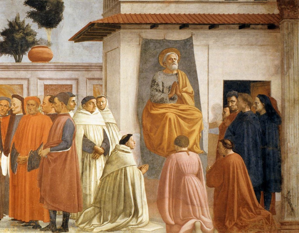 Criação do Filho de Teófilo e São Pedro Enthroned (detalhe) de Tommaso si Ser Giovanni di Simone