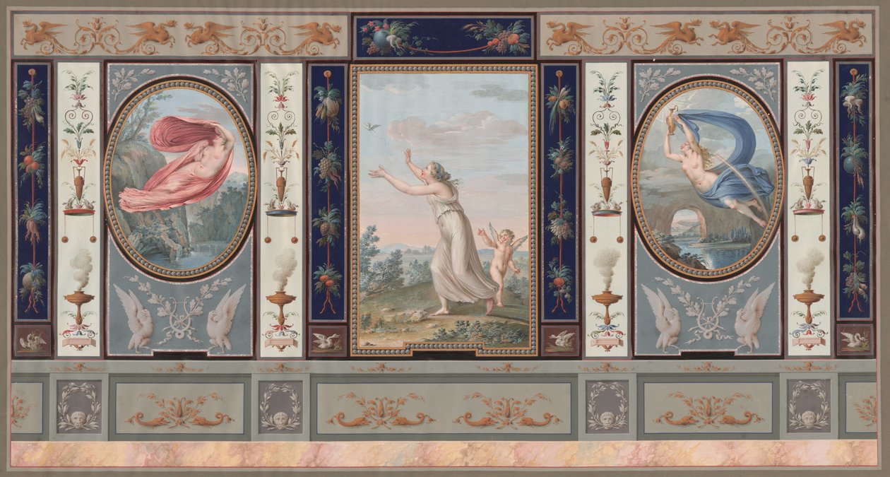 Decoração de parede elaborada com Endymion e Hebe de Tommaso Bigatti