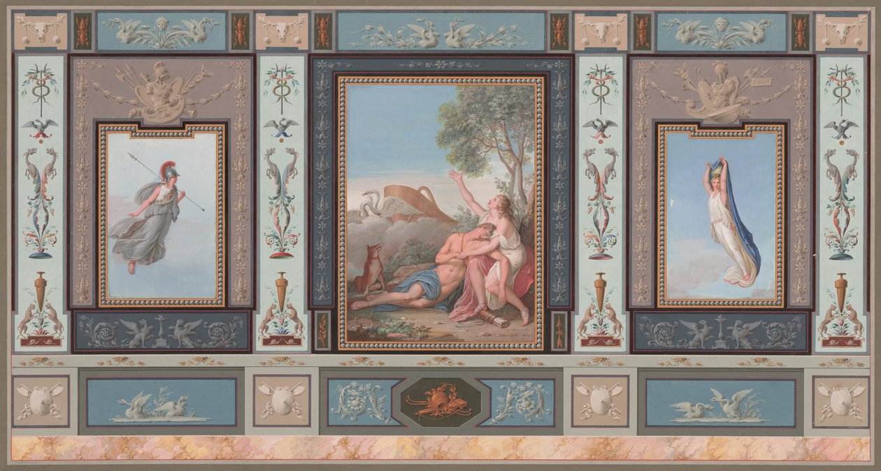 Decorações de parede elaboradas com Vênus e Adonis de Tommaso Bigatti