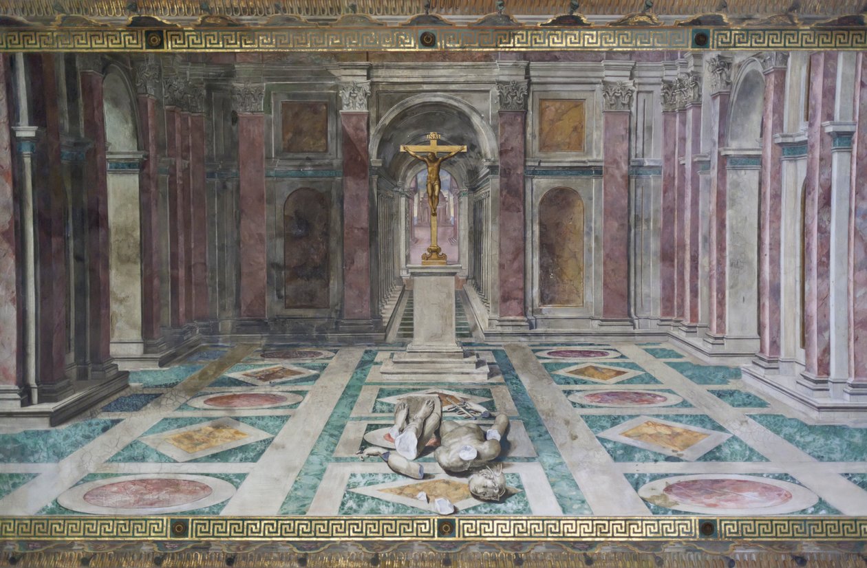 O Triunfo do Cristianismo, na Sala de Constantino, Sala Raphael, c.1585 (fresco) de Tommaso Laureti