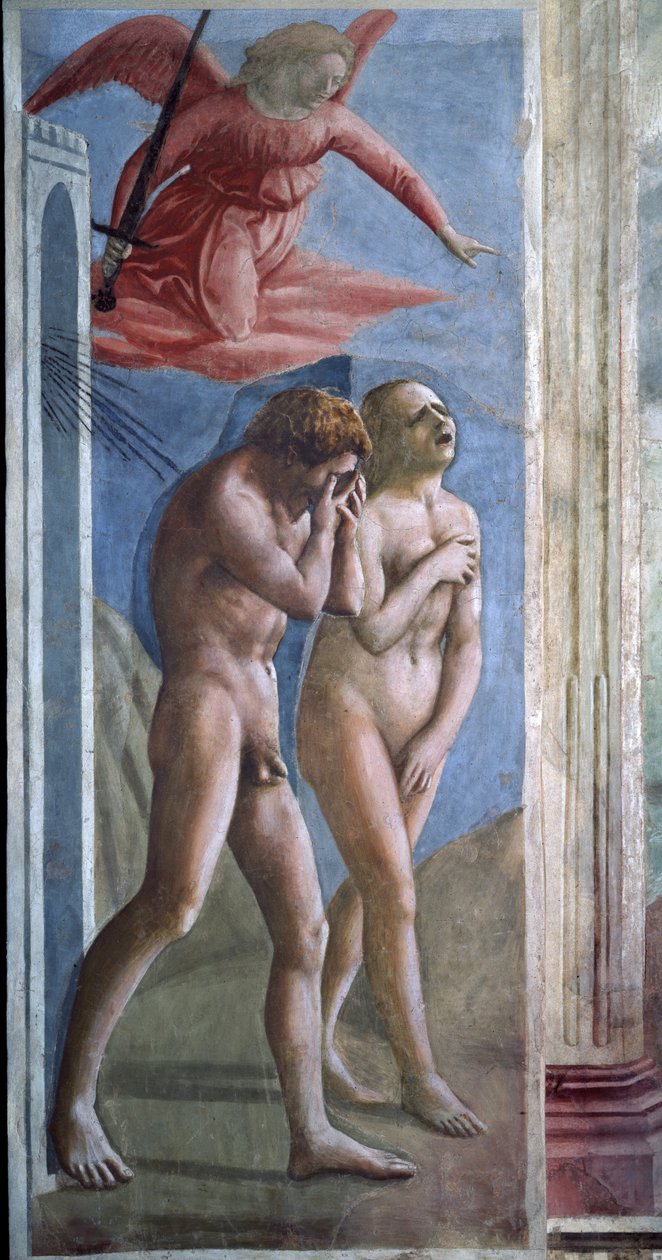 Adão e Eva caçam fora do Céu. (fresco de Tommaso Masaccio