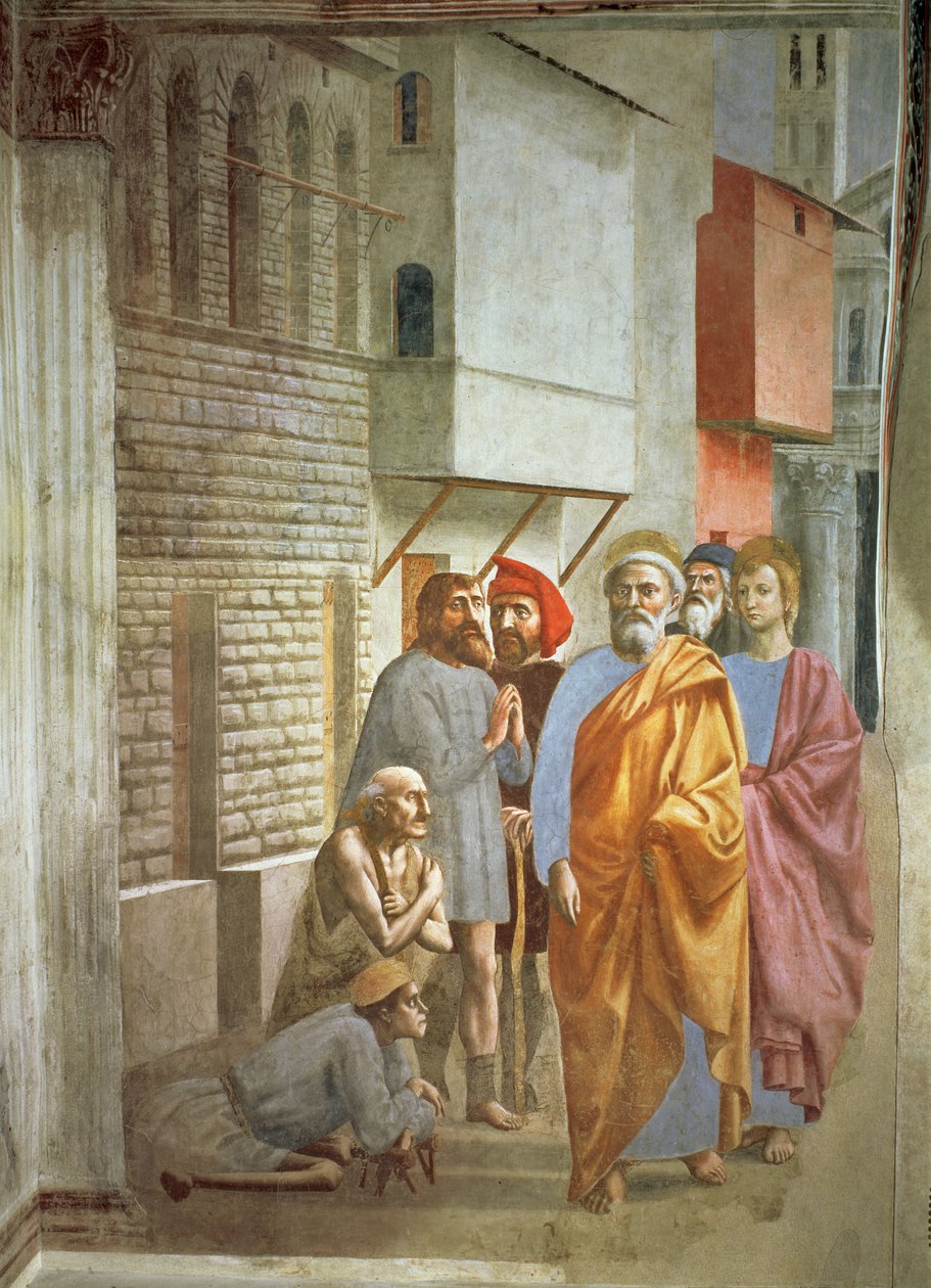 São Pedro Cura Com Sua Sombra, c.1427 de Tommaso Masaccio