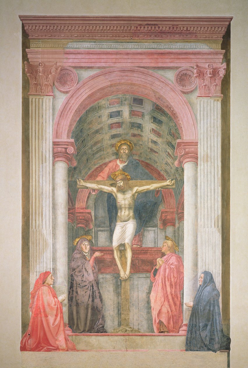 A Trindade, 1427-28 (pós restauração) (detalhe) de Tommaso Masaccio