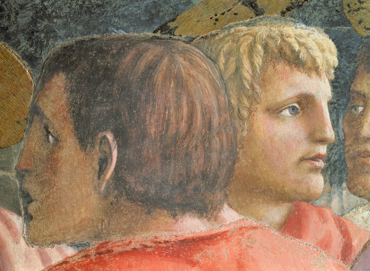 Tribute Money O coletor de impostos e um apóstolo - detalhe de 31642 c.1427 afresco de Tommaso Masaccio