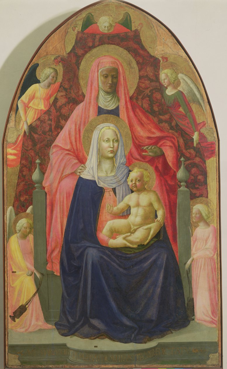 Virgem e Criança com Santa Ana, 1424 (têmpera no painel) de Tommaso Masaccio