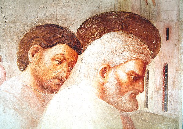 Detalhe da cabeça de São Pedro, da Ressurreição de Tabitha, c.1427 de Tommaso Masolino da Panicale