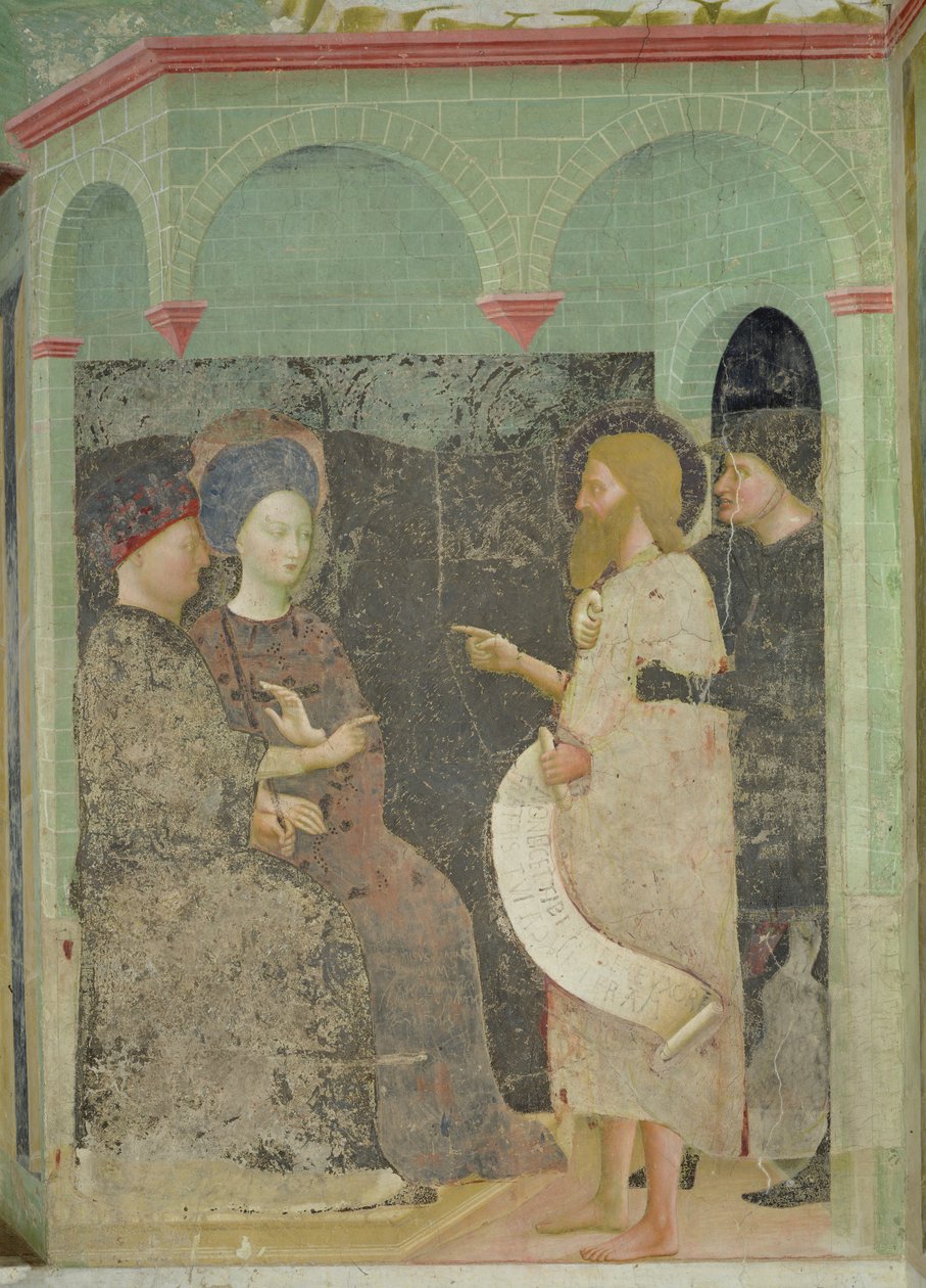 João Batista repreendendo Herodes e Herodíades por seu adultério, 1435 de Tommaso Masolino da Panicale