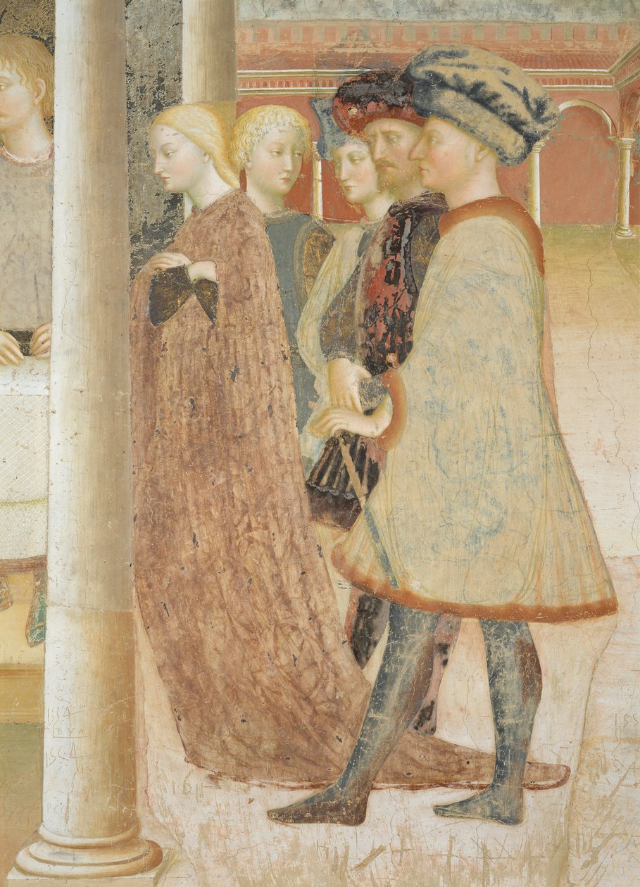 Ciclo de vida de São João Batista: O Banquete de Herodes e Herodíades recebendo a cabeça de João Batista de Tommaso Masolino da Panicale