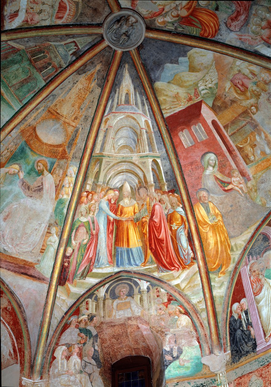 Vida da Virgem: o casamento - Fresco de Tommaso Masolino da Panicale