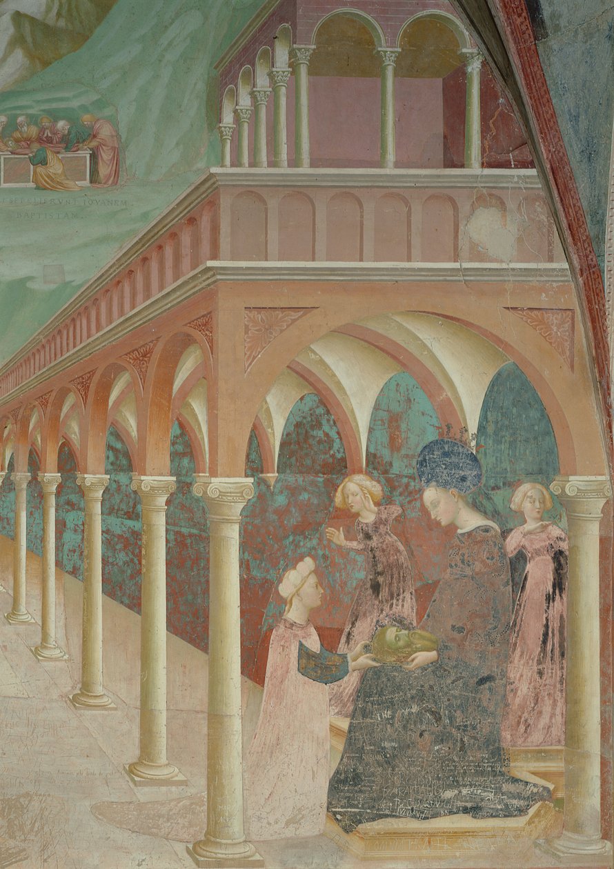 Salomé apresentando a cabeça de João Batista para sua mãe Herodias, 1435 de Tommaso Masolino da Panicale