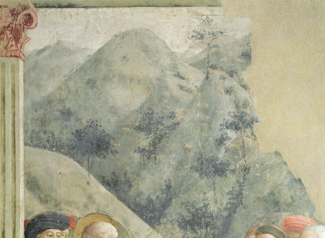 São Pedro Pregando em Jerusalém: Paisagem Montanhosa, c.1427 de Tommaso Masolino da Panicale