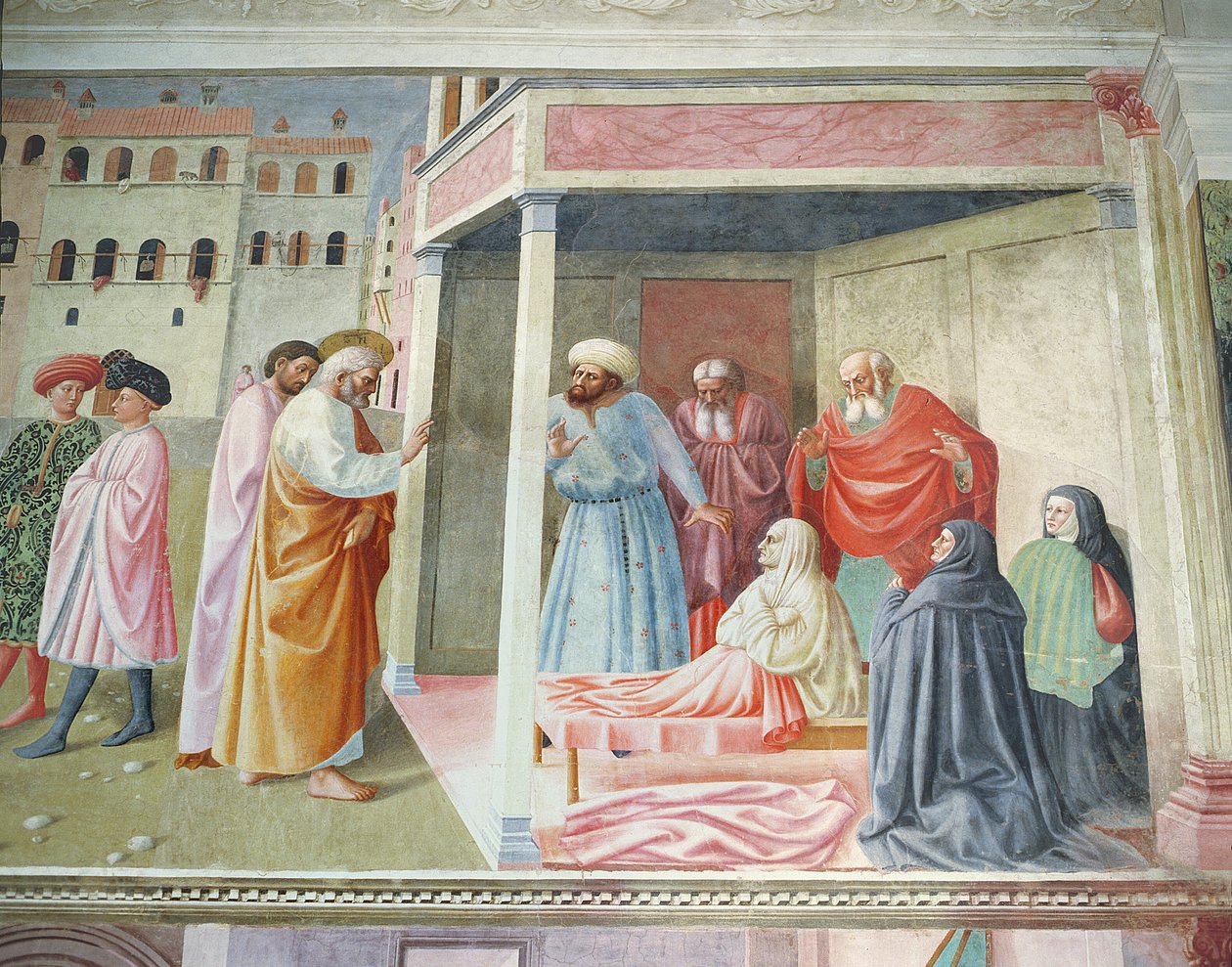 A ressurreição de Tabitha, detalhe afinado de c.1425-28 de 57195 de Tommaso Masolino da Panicale